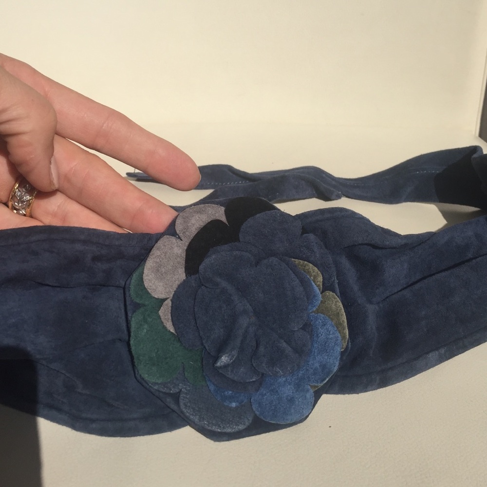 COPY - Suede flower wrap/tie belt.